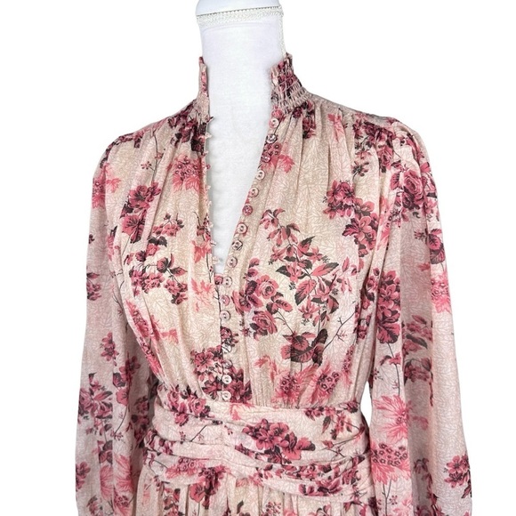 NWOT Anthropologie Let Me Be floral midi maxi dress ruffle pink - Picture 5 of 16